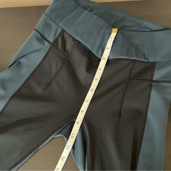 Free People Movement Leggings Small Black Blue High V Waistband Colorblock - Picture 14 of 15